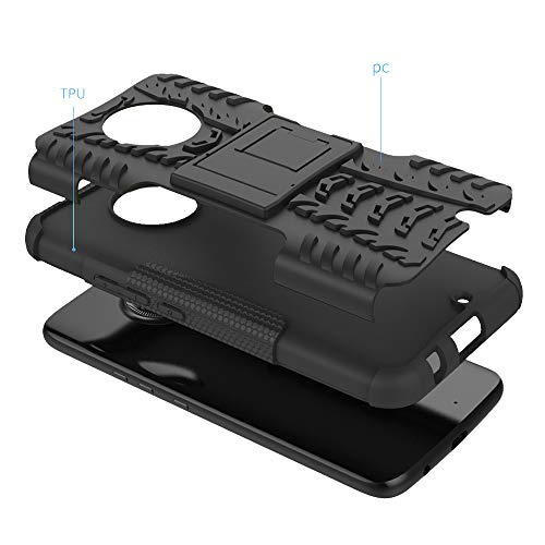 Phone Case For Motorola Moto X4 With Tempered Glass Screen Protector Cover And Stand Kickstand Hard Rugged Hybrid Cell Accessories Motox4 X 4Th Generation 4X 4 Gen Android One Xt1900-1 Cases Men Black #TOP5