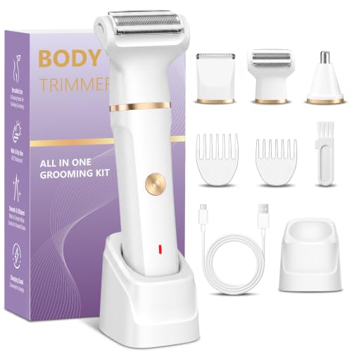Rasierer Damen,3-In-1 Intimrasierer für Frauen & Gesichtshaarentferner für Frauen,IPX7 Wasserdicht, Nass&Trocken,Damenrasierer Elektrisch für Bikinizone,Achseln,Beine,Bikini Trimmer mit USB Aufladung