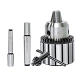 Ladulesby 4 Pcs Lathe Drill Chuck Adapter Set - 1/2'(1-13mm）Drill Press Chuck with Morse Taper Arbor MT1 (JT33-MT1) and MT2 (JT33-MT2) with Chuck Key