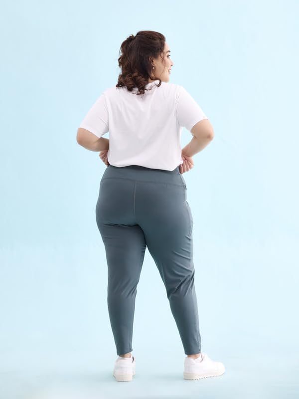 Image of GO COLORS Solid Nylon Stretch Ankle Length Training Tights | High Rise, Side Pockets