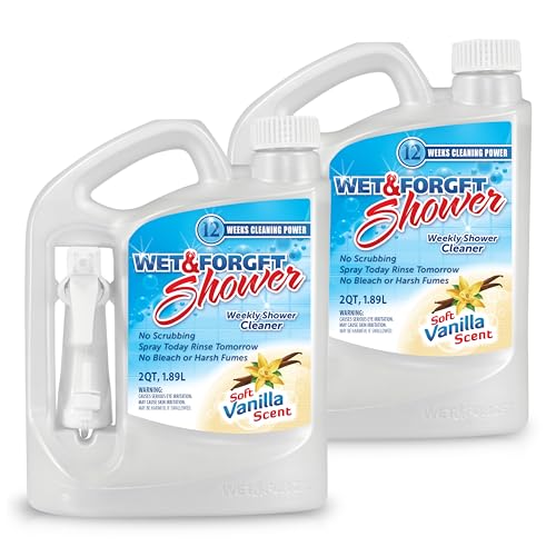 Wet & Forget Shower Cleaner Weekly Application Requires No Scrubbing, Bleach-Free Formula, Ready to Use, Vanilla Scent, 64 Fluid Ounces 2 Pack by Wet & Forget - Used condition - US$35.14