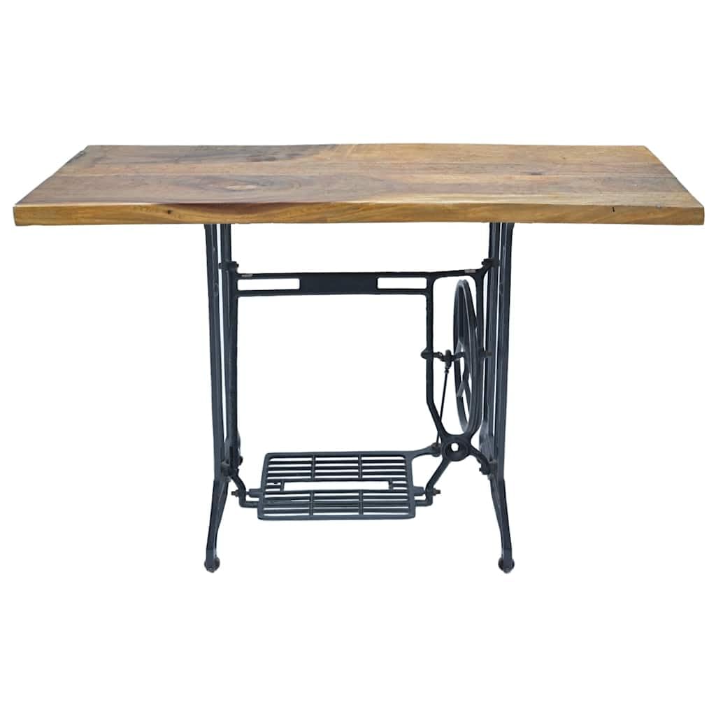 Générique Tavolo Console con Base Macchina Da Cucire 110x40x75 cm | Legno Di Suar Massiccio, Ghisa Originale, Pedale Mobile, Ruote Rotanti, Stile Rustico
