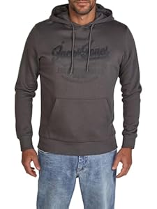 Jack & Jones Hoodie Herren Regular Fit JJEADRIAN Kapuzenpullover Pullover Sweater Print Grau 4XL, Größe:4XL, Farbe:Asphalt (Jack & Jones)