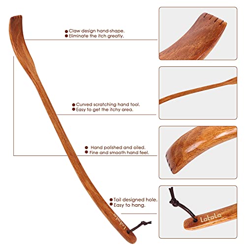 Lotole Wooden Back Scratcher, Ergonomic Oversized Curved Long Handle Wood Back Scratcher For Men Women Adults - 16.5”, 2 Colors Pack, Great Gift For Itching Relief #TOP2