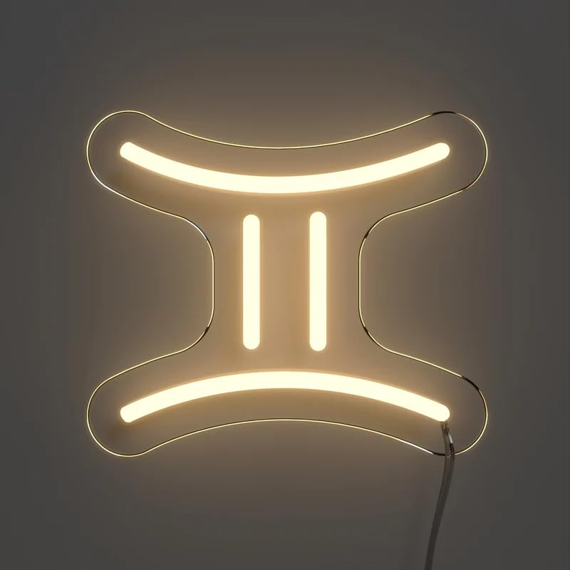 Zodiac LED Neon Sign - 12 Constellation Designs - Bright and Colorful Wall Decor for Home, Office, and Events (Gemini)
