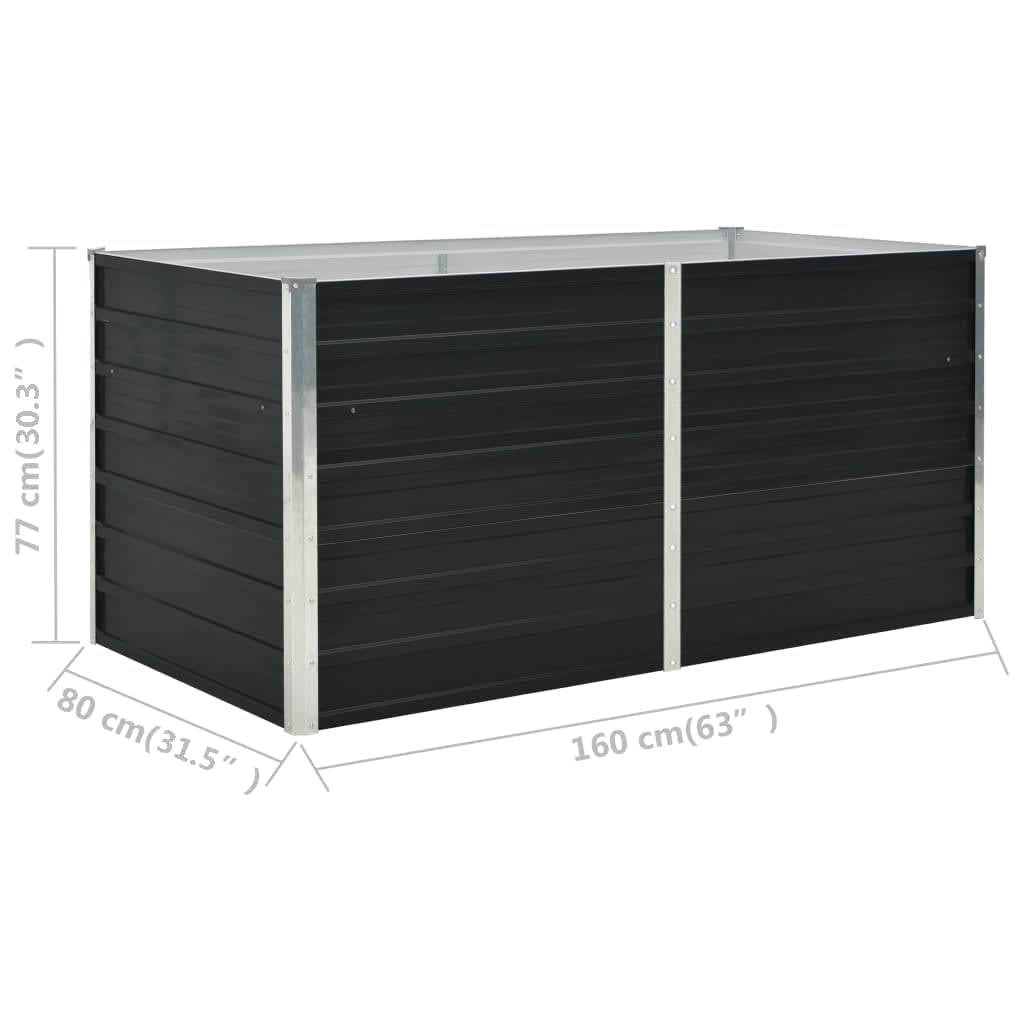 Cozynest Garten Hochbeet Gemüsebeet Pflanzbeet Gartenbeet Frühbeet Pflanzkasten Blumenkasten Blumenbeet Hochbeet Anthrazit 160 x 80 x 77 cm Verzinkter Stahl