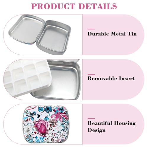 Image of HASTHIP 12 Well Mini Paint Palette Tin Box - Portable Tiny Gouache Palette with Lid Empty Metal Travel Watercolor Palettes Storage Case for Acrylic Paint, Watercolor, Nail Painting, DIY Craft