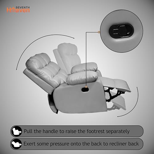 Image of Lumina 1 Seater Recliner | Single Sofa Chair for Living Room Comfort | Ergonomic Design (Leatherette - Grey)