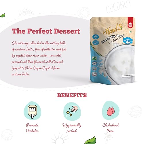 Image of HandS Dairy-Free Coconut Yogurt with Ice Apple | Plant-Based Vegan Yogurt Drink with Fresh Fruit Pulp & Palm Sugar Crystals | No Preservatives or Chemicals | 200g Pack of 1
