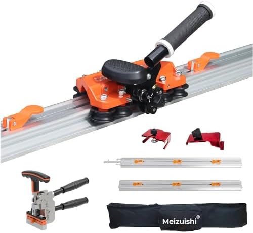 2,0 m Manueller Großformat-Fliesenschneider mit 3 Klingen, max. 12 mm | Positionierklemmen, Kombinierbare Alu‑Schienen 2×1m, Tragetasche; Saugnäpfe Für Raue Oberflächen Ungeeignet.