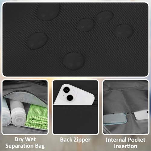Image of Rolling Duffle Bag with Wheels, Expandable Foldable Travel Duffle Bag with Telescopic Handle, Portable Wheeled Luggage Bag for Travel, Lightweight Foldable Suitcase Bag for Men & Women (Black)