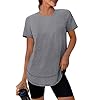 Womens Workout Tops Short Sleeve Shirts with Sun Protection Trendy Spring Summer Outfits S-3XL