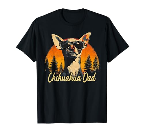 Mejor Chihuahua Papá Vintage Día del Padre Amante Perro Hombres Mujeres Camiseta