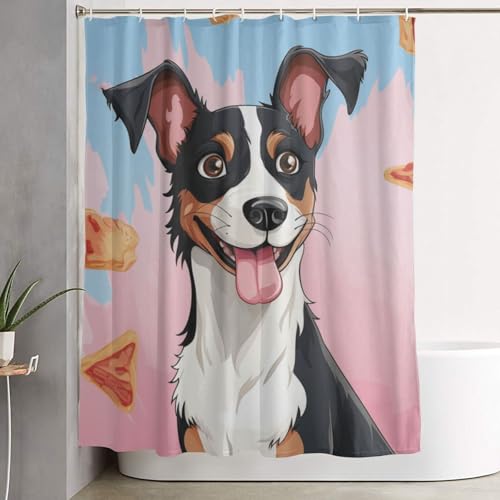Rideau de bain avec 12 crochets rideau de douche imperméable chien 182x152 - 2