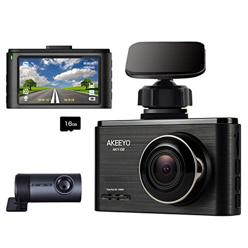 Car Camera-Dash Cam Front and Rear, AKEEYO 1080P 140° Dash Camera with Sony IMX323 Night Vision G-Sensor Dual Video Car Camera with 3