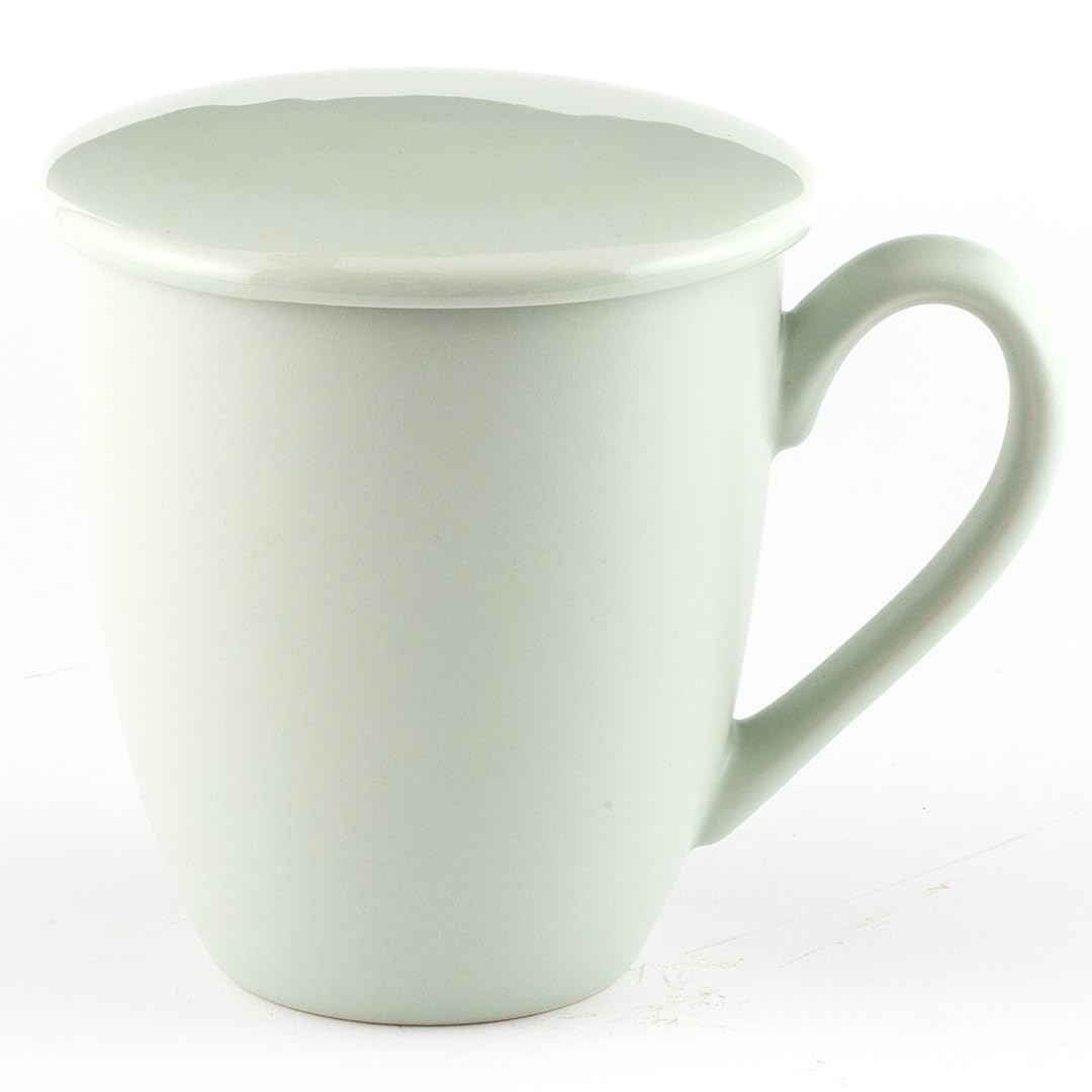Hanseküche Tazza da tè con coperchio e colino, XXL, 600 ml, in ceramica, grande, con coperchio, filtro da tè, grande (menta, 600 ml)