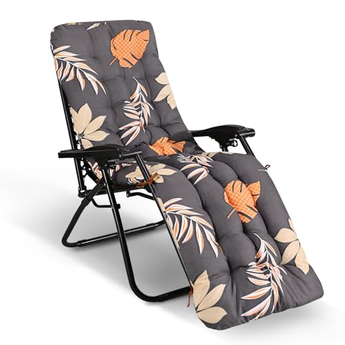 WildFun Sun Lounger Cushions Only, Garden Sunlounger Cushions 170x53CM Garden Seat Pads Sunbed for Indoor Outdoor Patio Yard Beach (Autumn Falling Leaves)