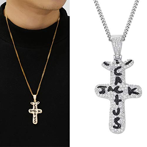 LSJTZ Travis Scott Street Fashion Halskette, Briefe, neutral, 18 Karat Gold und Silber, trägt EIN Paar,Silber Cover