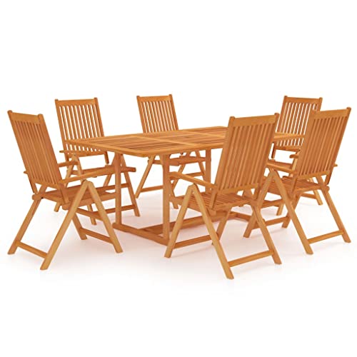 vidaXL Salon de Jardin 7 pcs Table et Chaises de Patio Mobilier à Dîner de Jardin Ensemble de Salle à Manger d'Extérieur Bois de Teck Massif