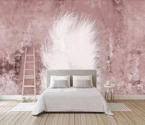 Papier peint mural 3d rose simple intissé pour masquer un mur abîmé - 5