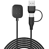 MohLythrix Cargador 2 en 1 para reloj inteligente Fitbit Versa 3/4, Sense/Sense 2, cable de carga rápida magnético de repuesto con puerto USB A y tipo C, 3.3 pies/1 m (negro)