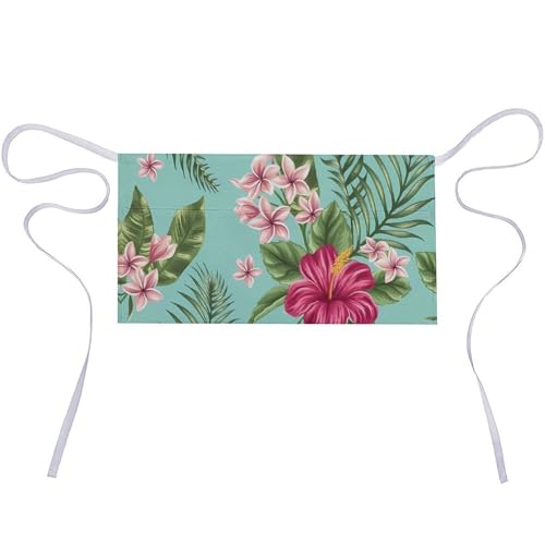 Tablier court imperméable motif tropical en tissu Oxford avec 3 poches pour cuisine et service