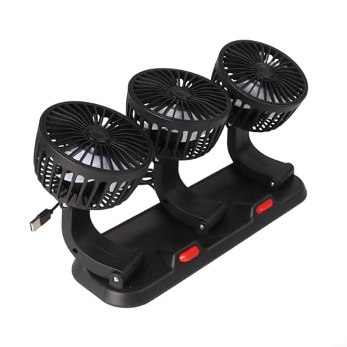 Ventilador de coche de tres cabezales USB de 5 V construido para un rendimiento fiable para camión, caravana, barco, coche, furgoneta, SUV, caravana, con cabezales de ventilador totalmente ajustables