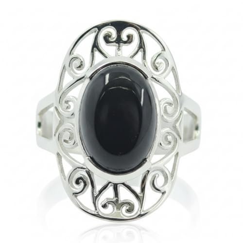 Bague Onyx Noire Véritable Argent - Le Cadeau Idéal Forme Ovale Chic