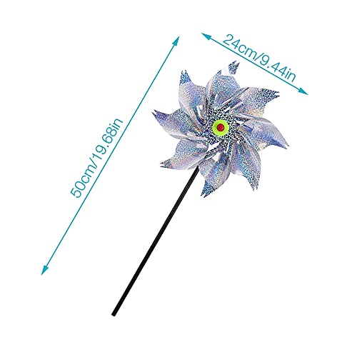 Jooheli Mulino a Vento Riflettente, 10 Pezzi Girandole per Uccelli Repellenti, Dispositivo di Controllo Riflettente Controllo degli Uccelli, Mulino a Vento ad Alta Riflessione to Spaventa Piccioni - Image 3