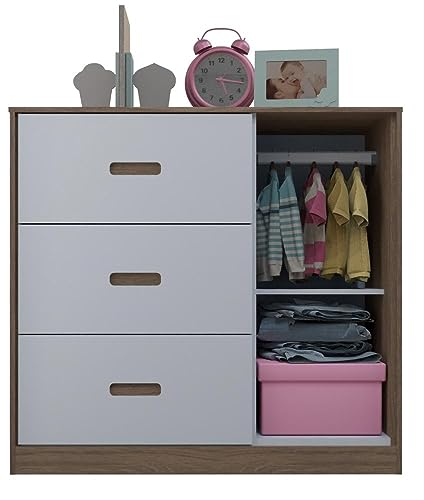 Jogo De Quarto Infantil Livia Com Berço Mini Cama Cômoda e Roupeiro Canaã