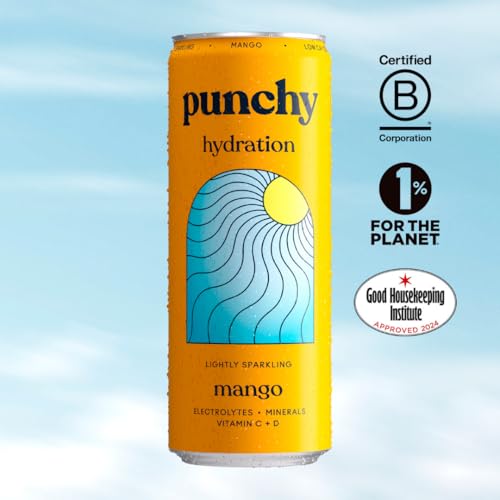 Punchy Drinks - Mango - Everyday Hydration, Lightly Sparkling, Essential Electrolytes, Minerals, Vitamins, Real Fruit, Supports Immunity, Caffeine Free, Aids Muscle Function, Low Calorie - 12 x 330ml - Image 2