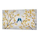 DuoBaorom Large Tree Bird Canvas Wall Art Two Loving Birds on Yellow Tree Branch Romantic Artwork Picture Print for Bedroom Living Room Decor 20'x36'