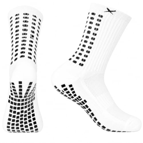 LUX Sports DualGrip Soccer Grip Socks, Medium, White
