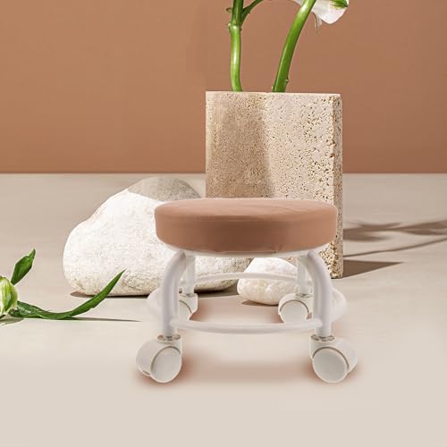 Tabouret à roulettes robuste avec assise basse en similicuir