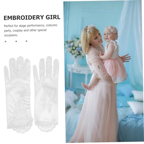 1Pair Lace Gloves for Dress Up Flower Girl Performance Embroidered Costume Accessory for Weddings and Special Occasions3