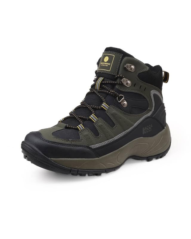 Men’s Mid-Top Trekking Boots with Rugged Grip Sole, Padded Ankle Support & Secure Lace-Hook Closure