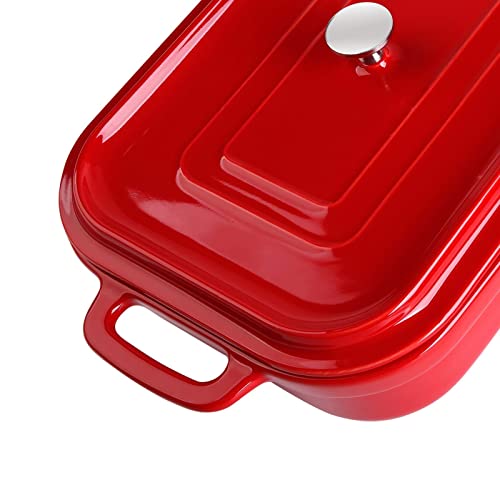 16.9X10 Inch,4.5 Quart， Ceramic Casserole Dish With Lid, Large Bakeware,Covered Rectangular Set, Lasagna Pan Pans For Cooking, Baking Dish With Lid For Dinner, Kitchen Deep Red Oven Extra Dishes Serving Loaf Toast Bake Bread Stoneware 9X13X5 Safe 4 Inch… #TOP4