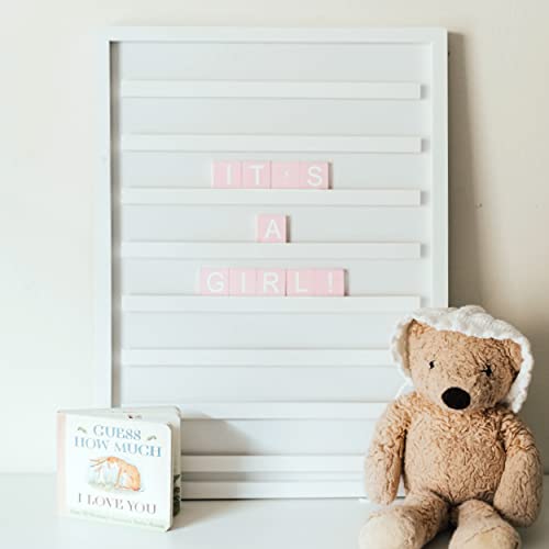 Stiles Wood Tile Letter Board Set And Premium Letter Set Bundle, 23.6" X 17.7" Wooden Message Board With 122 Letters And Numbers, 92 Changeable Crossword Tiles, Walnut And Baby Pink #TOP5