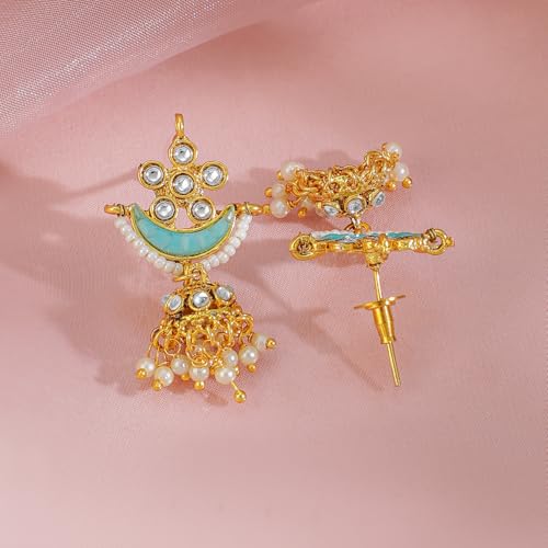 Image of Rubans Necklace Set Gold Plated Kundan Pearl Traditional Stylish Jewellery Gift for Women & Girls