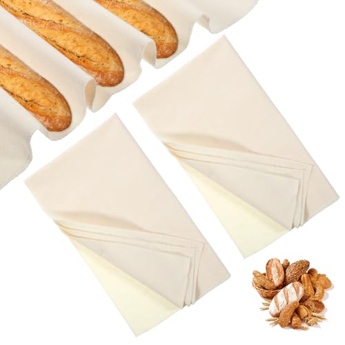 simarro Proofing Cloth for Bread Baking, 2Pcs Linen Cloth for Baking Sourdough Bread Towels Reusable Cheese Cloth for Dough, Baguettes, Loaves, Pastry, Homemade Bread(19Ã—14 Inches)