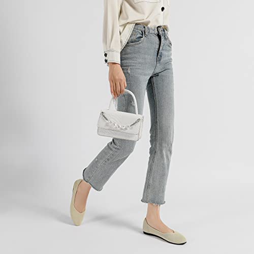 Semwiss Round Toe Flats For Women Dressy Comfortable, Knit Ballet Flat Shoes Casual Shoes Walking Flats Office Shoes Beige Size 10 #TOP4