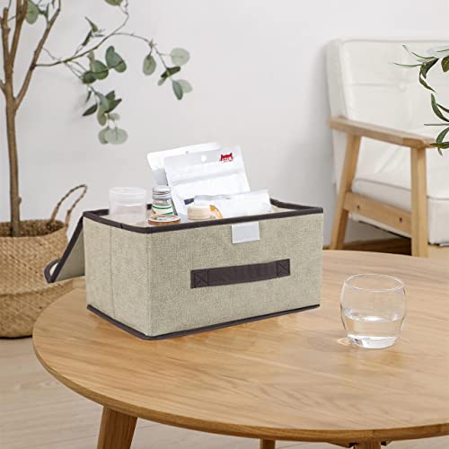 Small Fabric Storage Box With Lids, Decorative Storage Boxes, Colorful Storage Containers Storage Cubes, Collapsible Stackable Lidded Storage Bins For Desk Closet Wardrobe Office (2Pc(Gray+Beige)) #TOP6