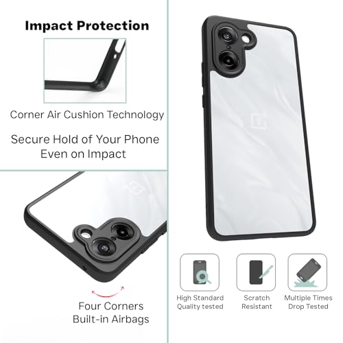 Image of RIGGEAR Shockproof Sleek Hybrid Armor Back Cover Case for OnePlus Nord CE5 / Nord CE 5 5G (Clear PC and Black TPU Bumper)