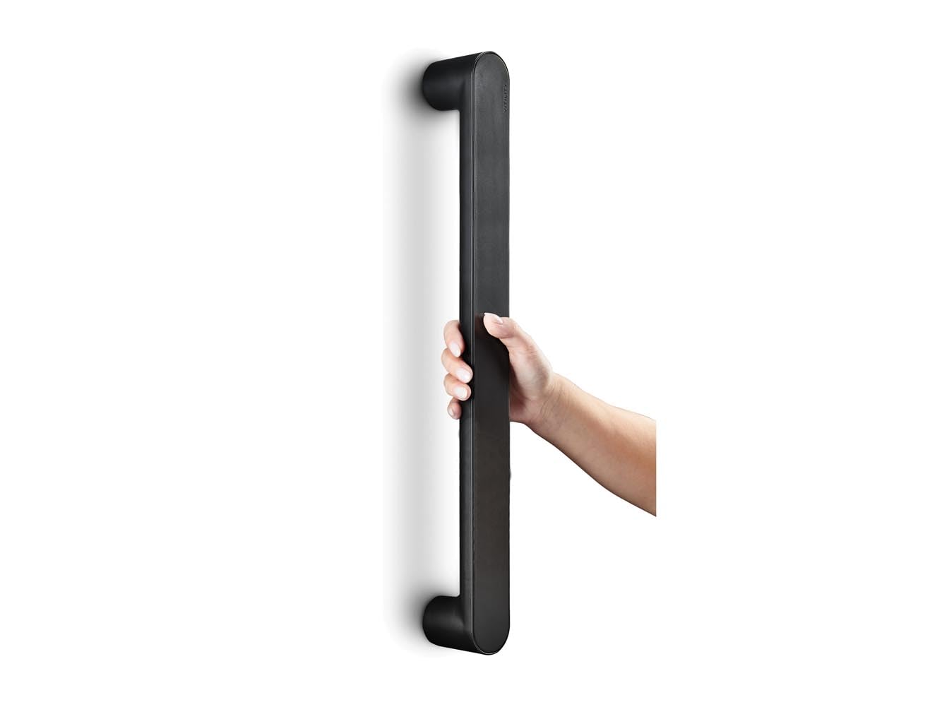 Vitility Asidero de baño ID, barra de pared de seguridad para ducha bañera inodoro, ABS, capacidad 150 kg, barra recta 55 cm, negro, con tornillos