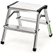 Produktbild KADAX Trittleiter aus Aluminium 2 Stufen, Klapptritt bis 125kg, Stufenleiter mit Antirutschstufen, Stehleiter, beidseitige Aluleiter, Tritthocker, Klappleiter
