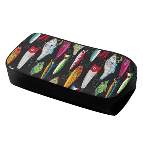 Image of Fishing Lures Pencil Case for Men Women,Large Capacity Pencil Box for Boys Girls,Pencil Case Pouch with Zipper for School Work Travel