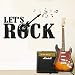 Adesivi Murali Musica Let Rock Chitarra Elettrica Decalcomanie Da Muro Note Musicali Band Wall Art Murale Decorazione Della Casa Studio Musicale Carta Da Parati 75X42Cm