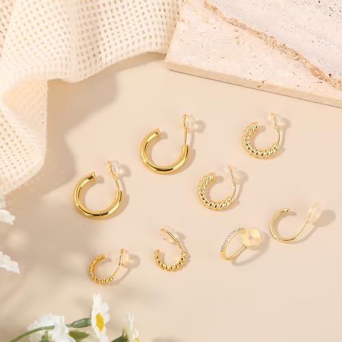Boucles d'oreilles créoles à clip sans perçage : le confort invisible plaqué or pour femme - 3