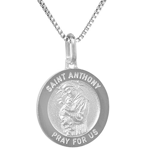 12mm Dainty Sterling Silver St Anthony Medal Necklace 1/2 inch Round Nickel Free Italy3