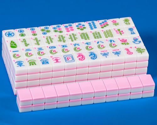 QLKLIKEBF American Mahjong Set Pink 166 Mahjong Tile Set 1.2-inch American Mahjong Tile Set